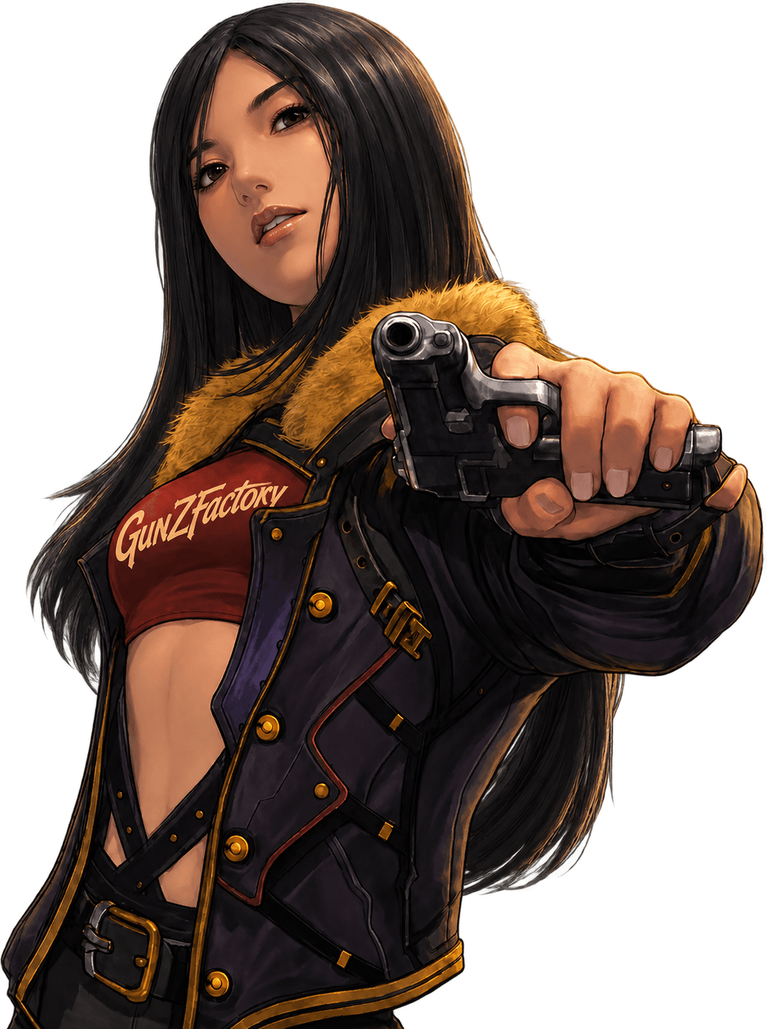 GunZ character wearing a black and orange jacket